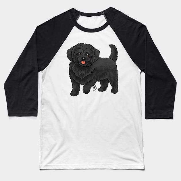 Dog - Maltipoo - Black Baseball T-Shirt by Jen's Dogs Custom Gifts and Designs